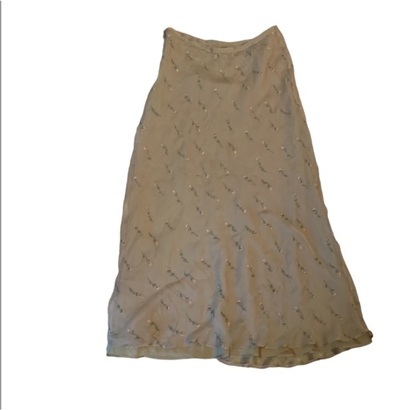 Vintage Dresses & Skirts - Vintage Y2K Zelda Silk Floral Embroidered Maxi Skirt Cottagecore Size 12